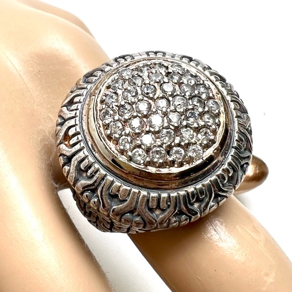 NATURAL DIAMOND & 925 STERLING SILVER UNISEX STATMENT RING JEWELRY